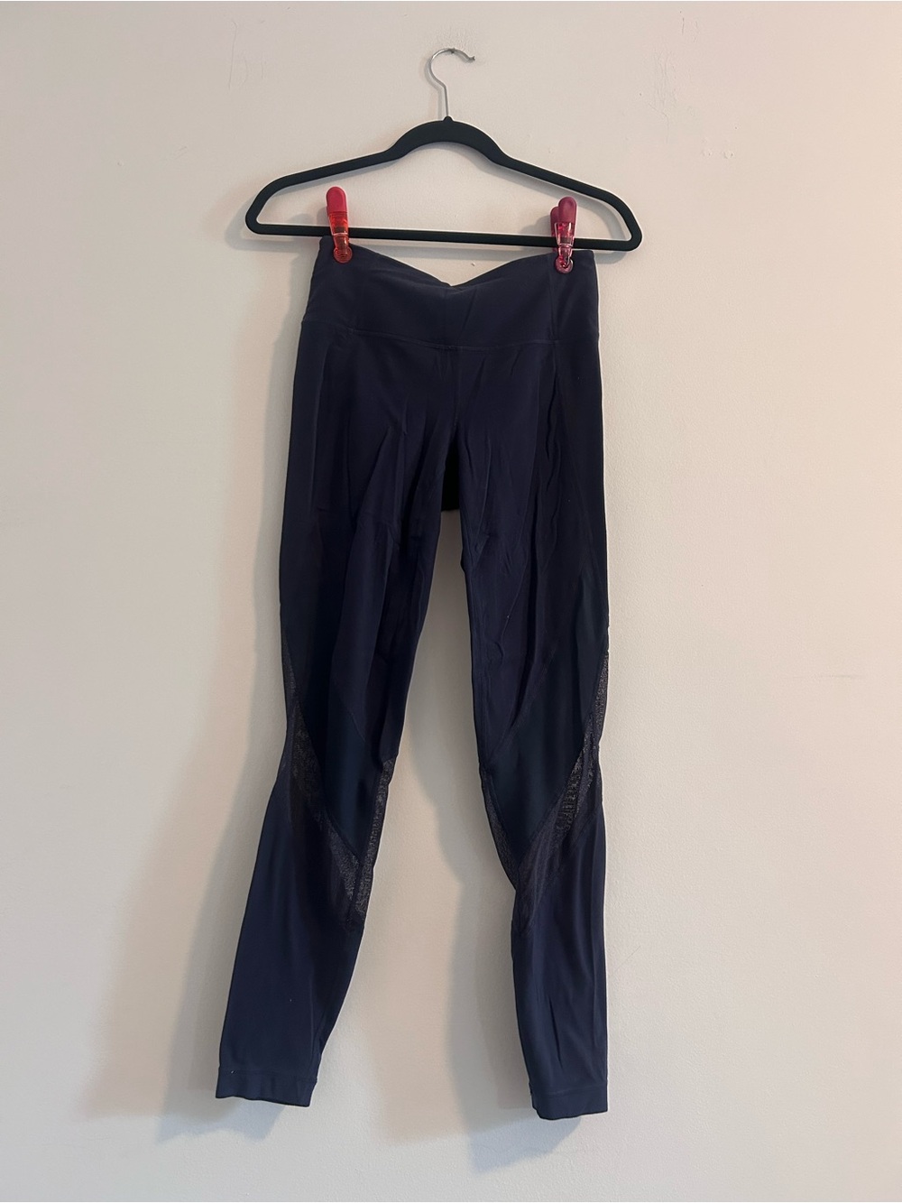 Athleta Small Tall Navy Blue High-Waist Mesh-Trim Leggings